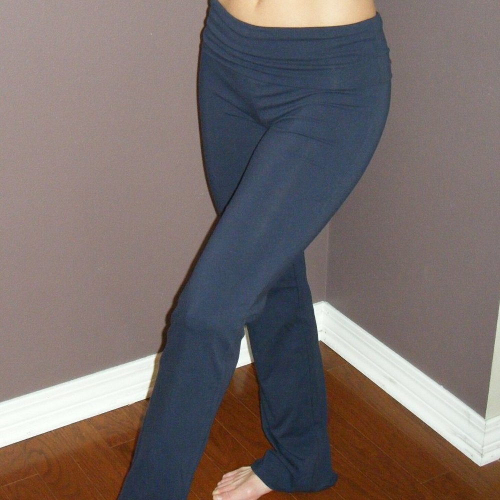❤️🔥Fold Over Lounge Yoga Flare Pants Navy Blue 2122 - Picture 2 of 3